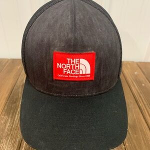 The North Face Black Flexfit Hat with Red Logo